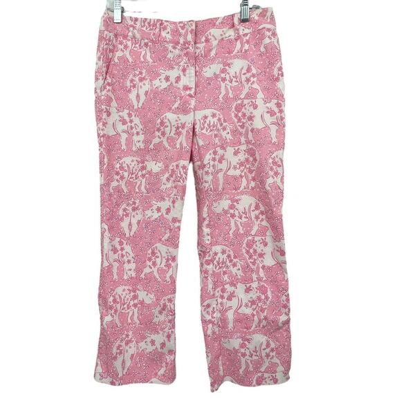 Vintage Lilly Pulitzer Run For The Roses Rhino Straight Leg Pants Med‎ - Picture 1 of 5